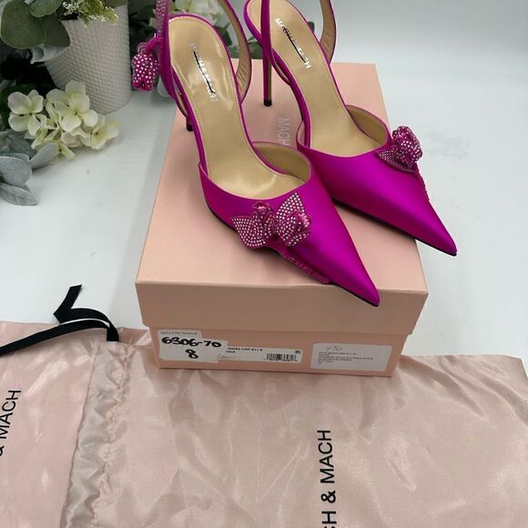 Women’s mock and mock satin crystal embellished pumps, 95 mm size 38 made Italy - Picture 3 of 8